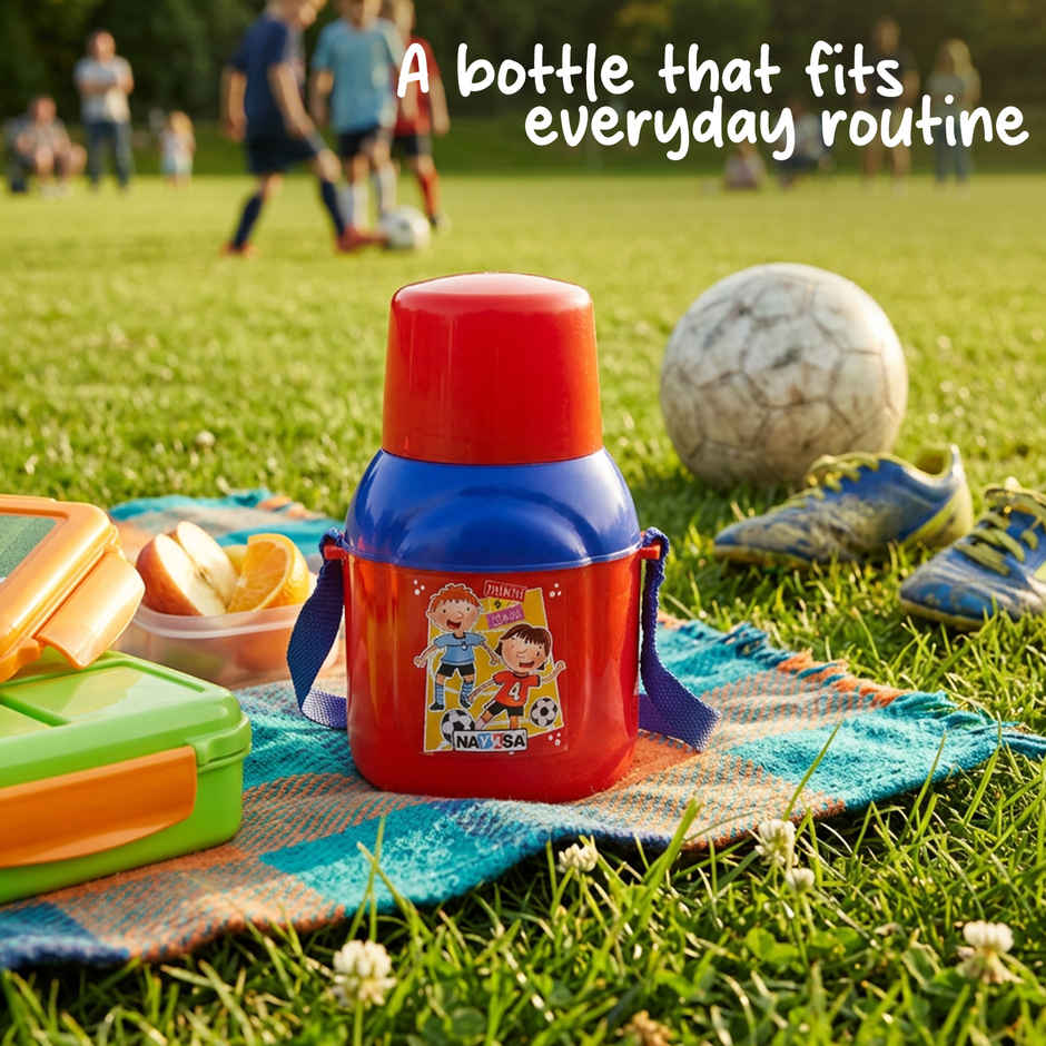 Nayasa Nippy Insulated Inner Plastic Sipper Kids Water Bottle | BPA Free | Red - 350 ml