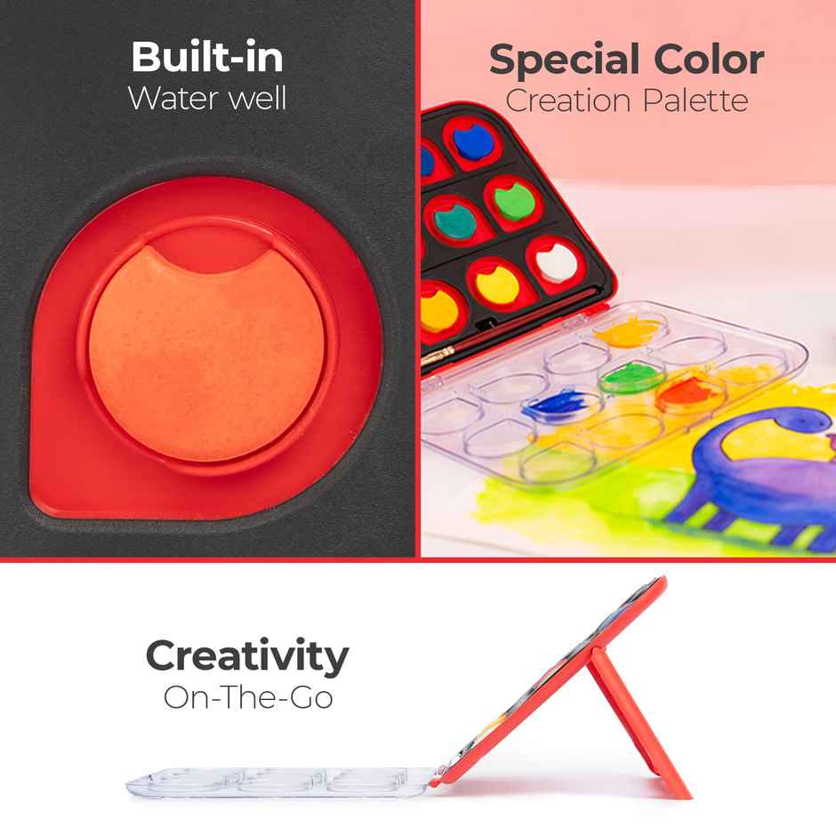 Camel Colorpad Watercolor Cake With Paint Brush 12 Shade Set