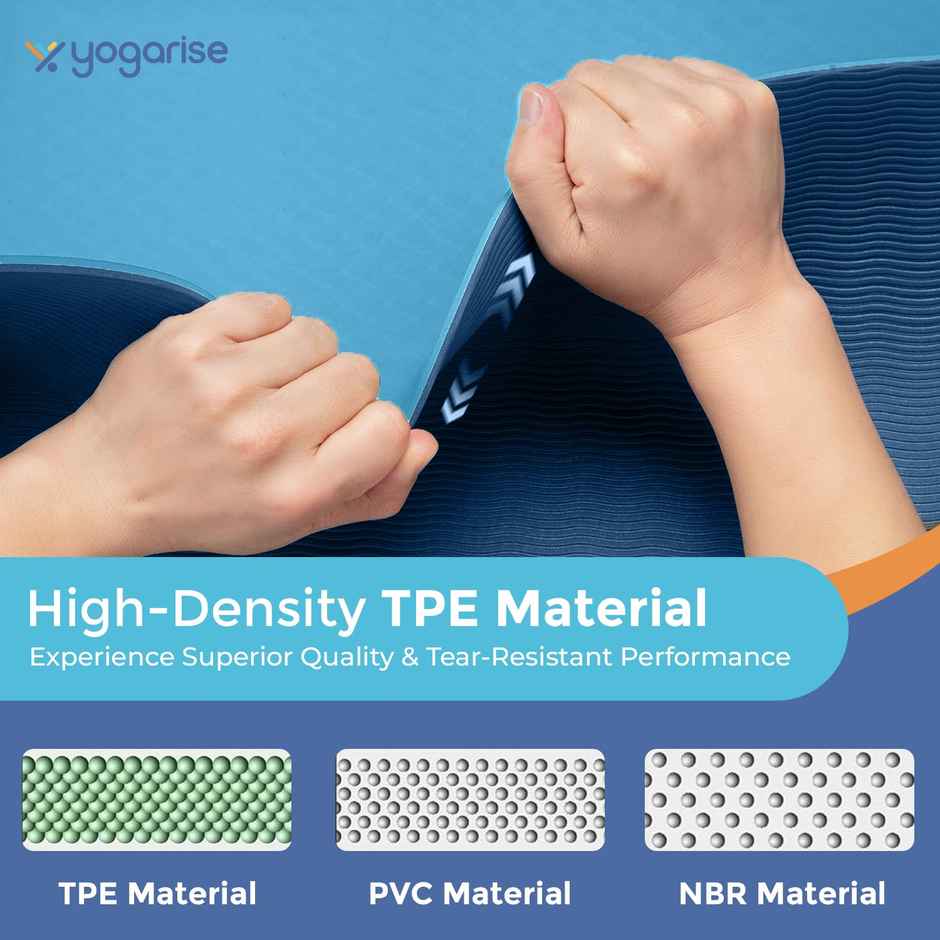 Yogarise 6mm Yoga Mat Dual Color, Dark & Light Blue