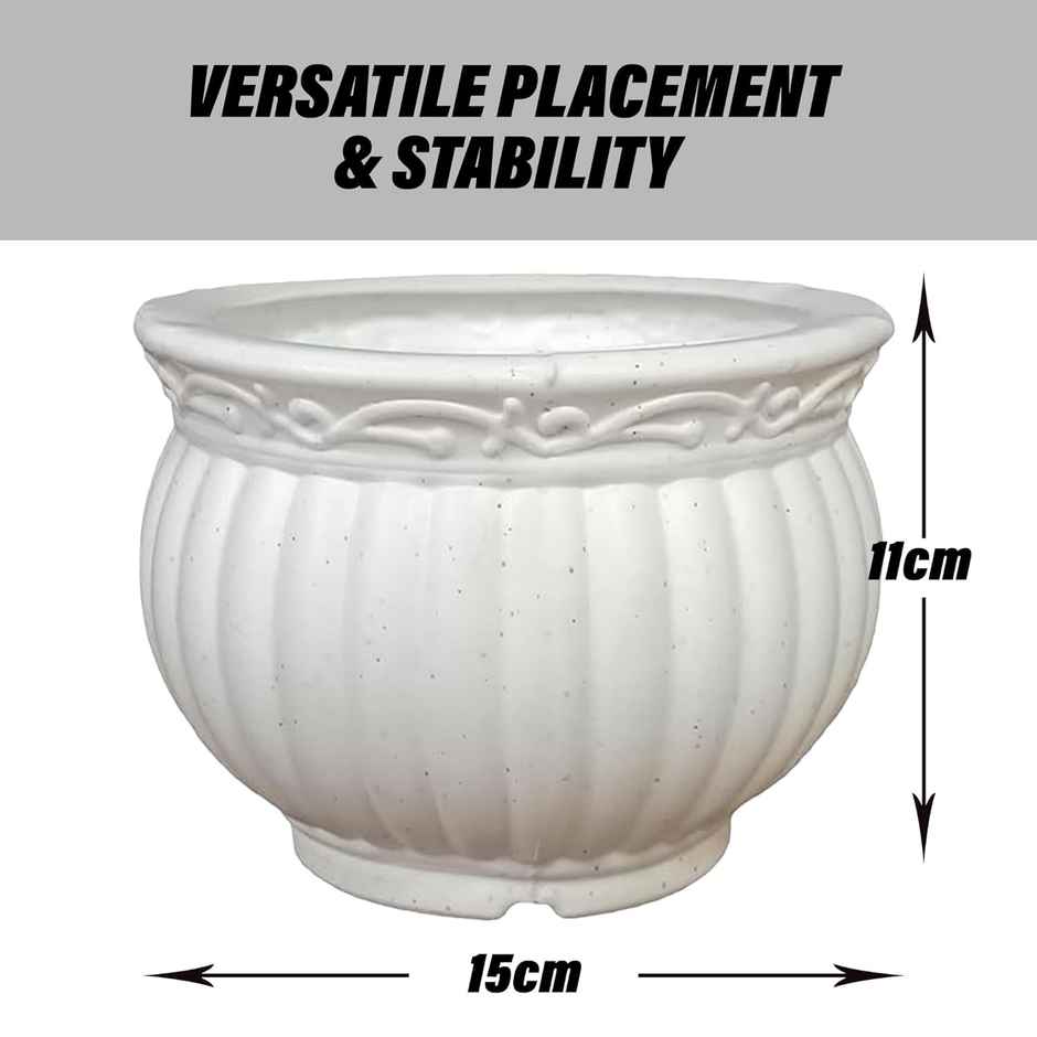 Kuber Industries Pack of 3 Kanha Matki 6 Inch Flower Pot | Indoor & Outdoor Planter | White