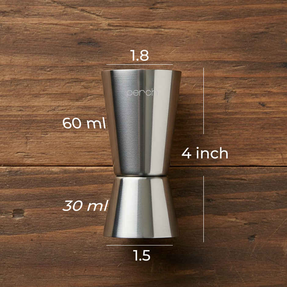 Perch Stainless Steel Jigger Cocktail Measuring Tool | Silver