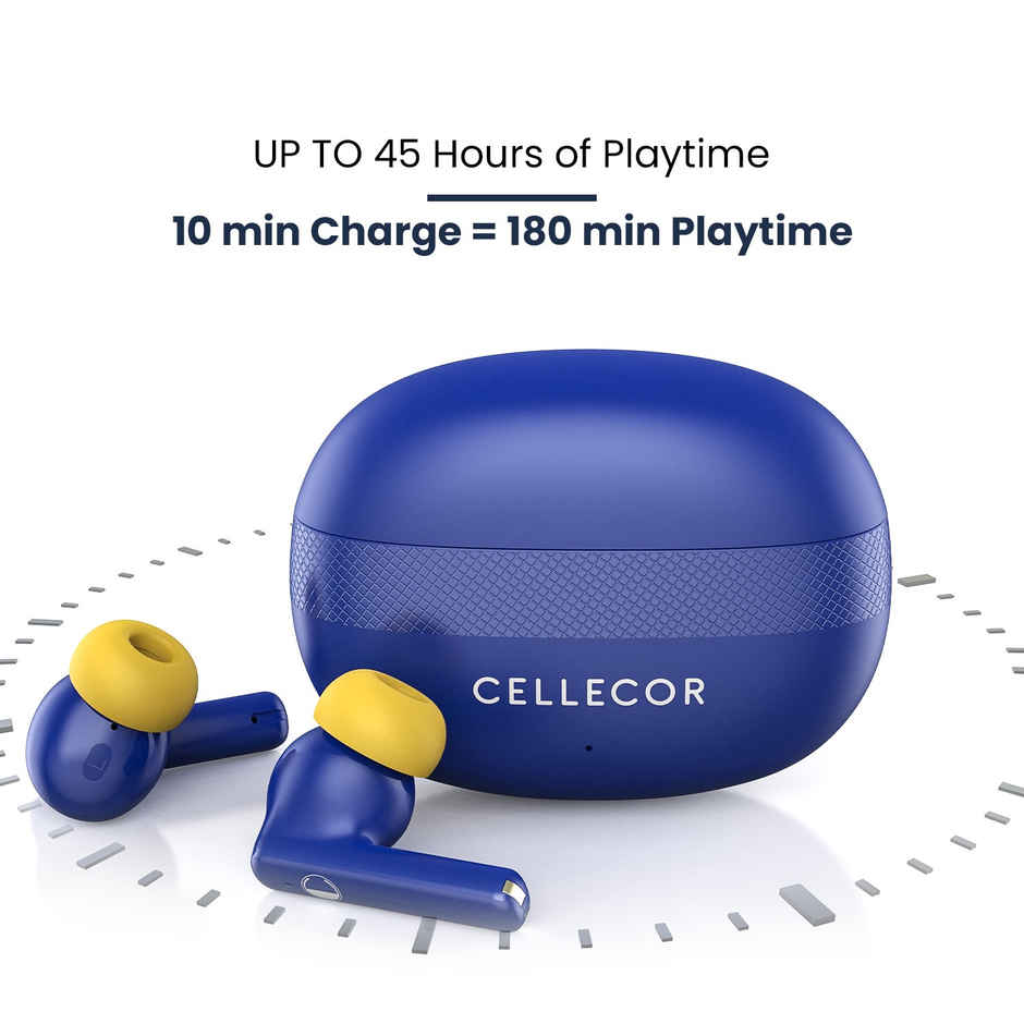 Cellecor Bropods C105 Tune TWS Noise Cancellation Earbuds | 50ms Low Latency | Fast Charging - Type-C | Yellow