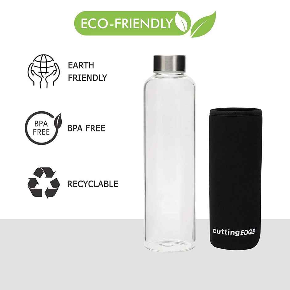 Cutting EDGE Borosilicate Glass Water Bottle with Cover | Hot & Cold Drinks | 500 ml
