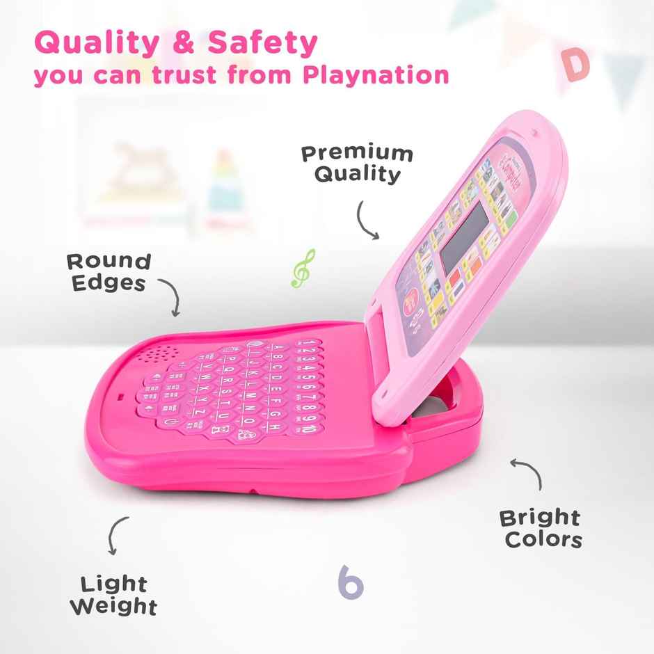 Storio Toys Educational Learning Laptop Toy with Led Display & Music Effect | Pink