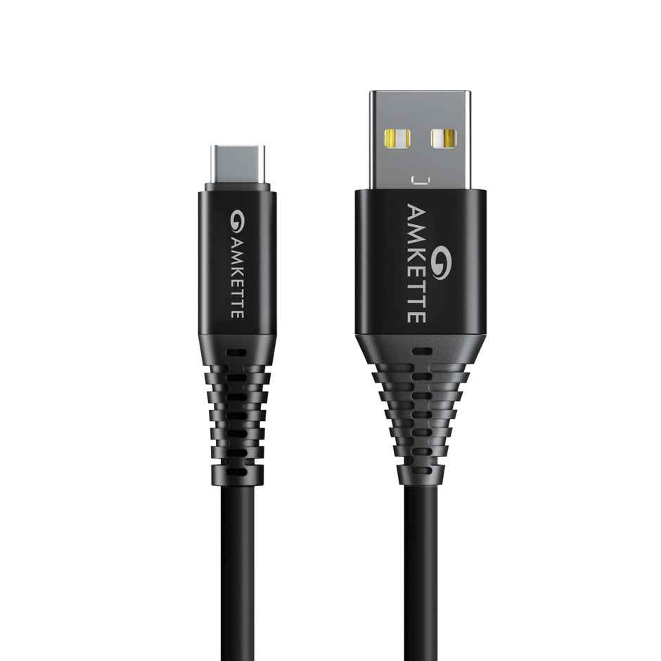 AMKETTE Powerpro USB to Type C Charge And Sync 3 Amp Usb Cable, 1M - Black