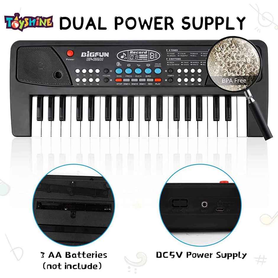 Toyshine 37 Key Piano Keyboard Toy for Kids DC Power Option + Recording + Microphone- New