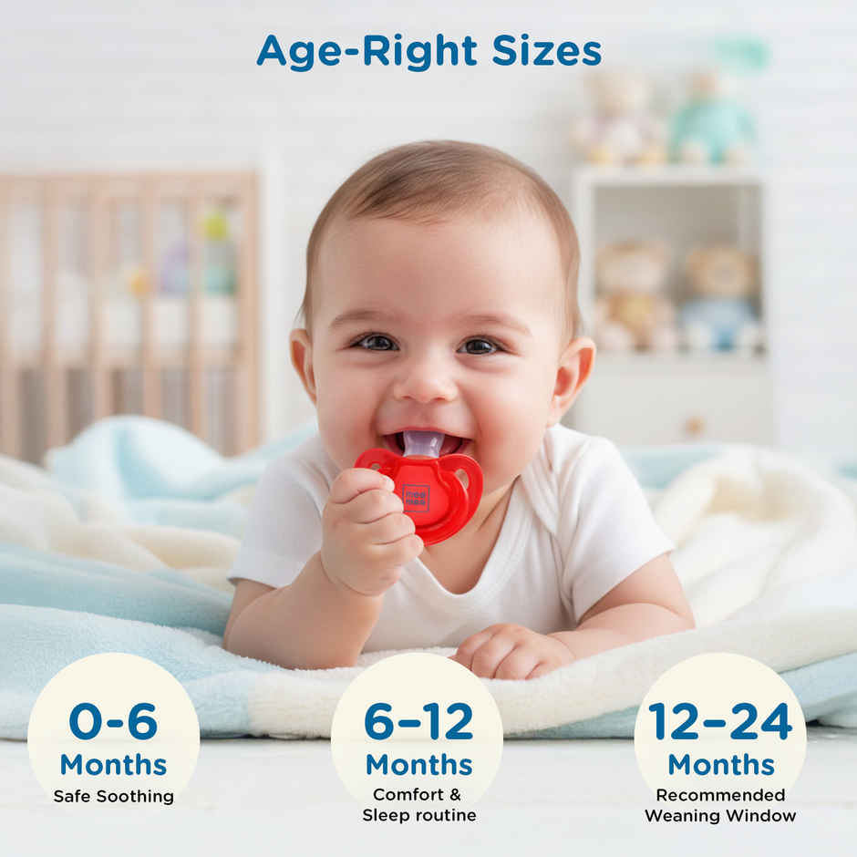 Mee Mee Baby Pacifier Ultra Light Soft Silicone Nipple | BPA Free | Red/Blue