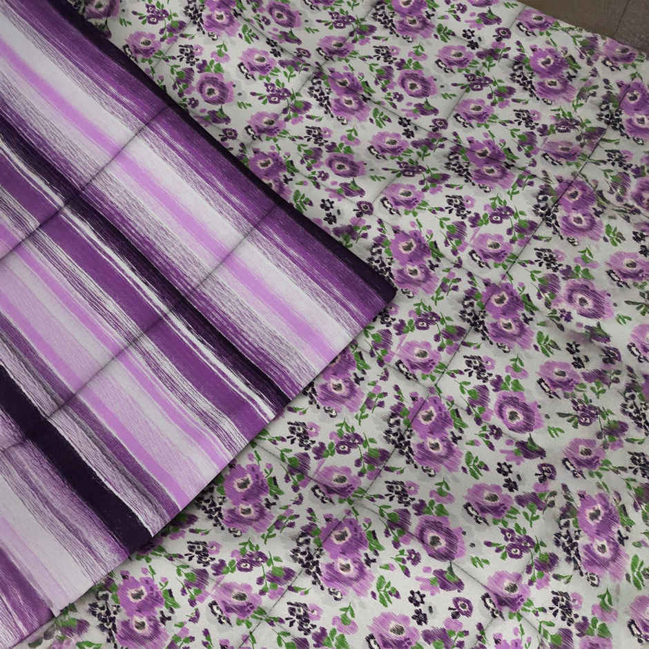 Kopa Super Soft Microfiber Comforter 1pc Single Size Floral Grey/Purple Classic Cotton Feel