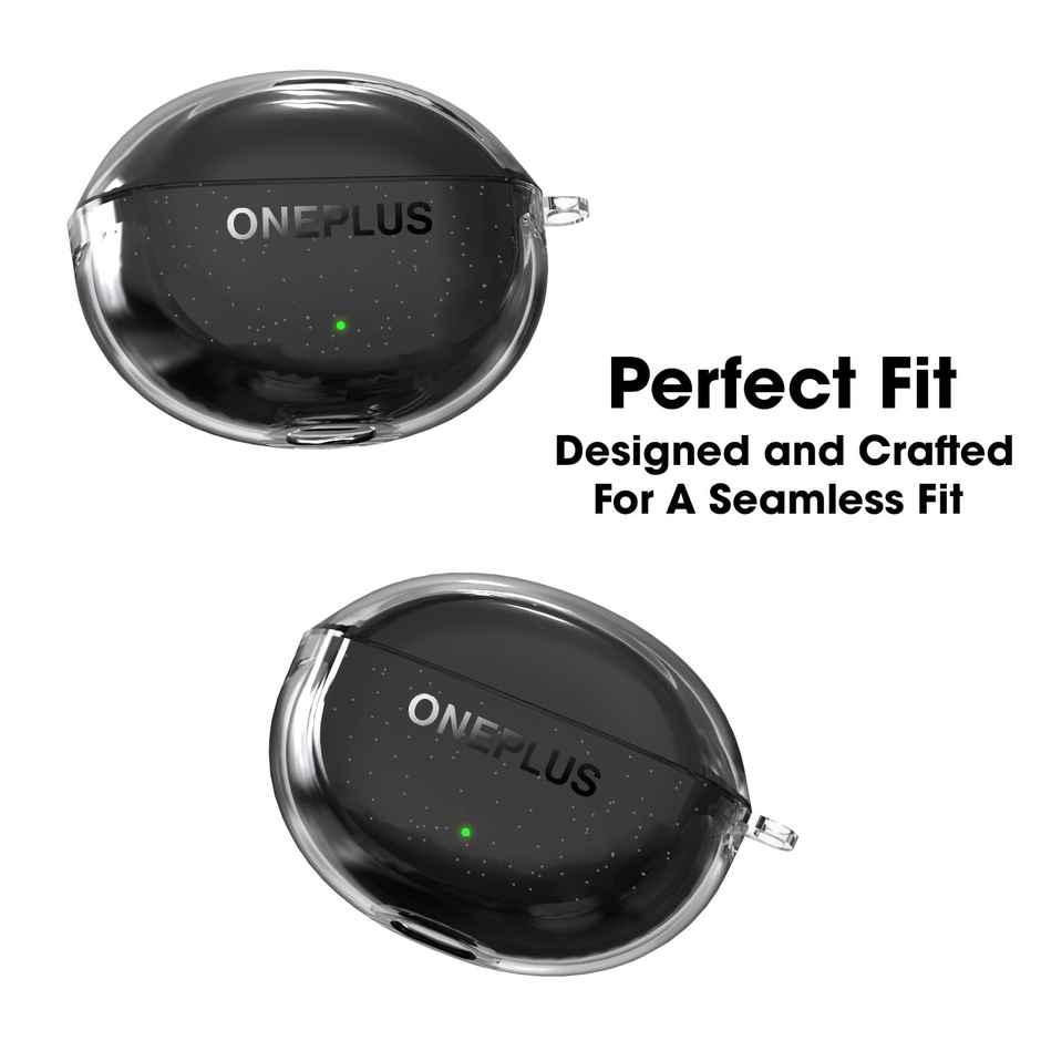 Sounce Silicone Case Cover for OnePlus Nord Buds 3 Pro | Shockproof | Keychain & LED Visible| Transparent