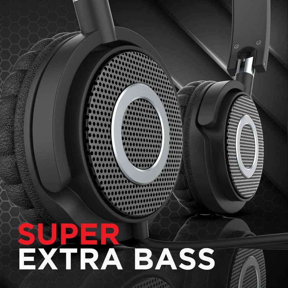 boAt BassHeads 900 On-Ear Wired Headphone with Super Extra Bass & In-Line Mic (Carbon Black)