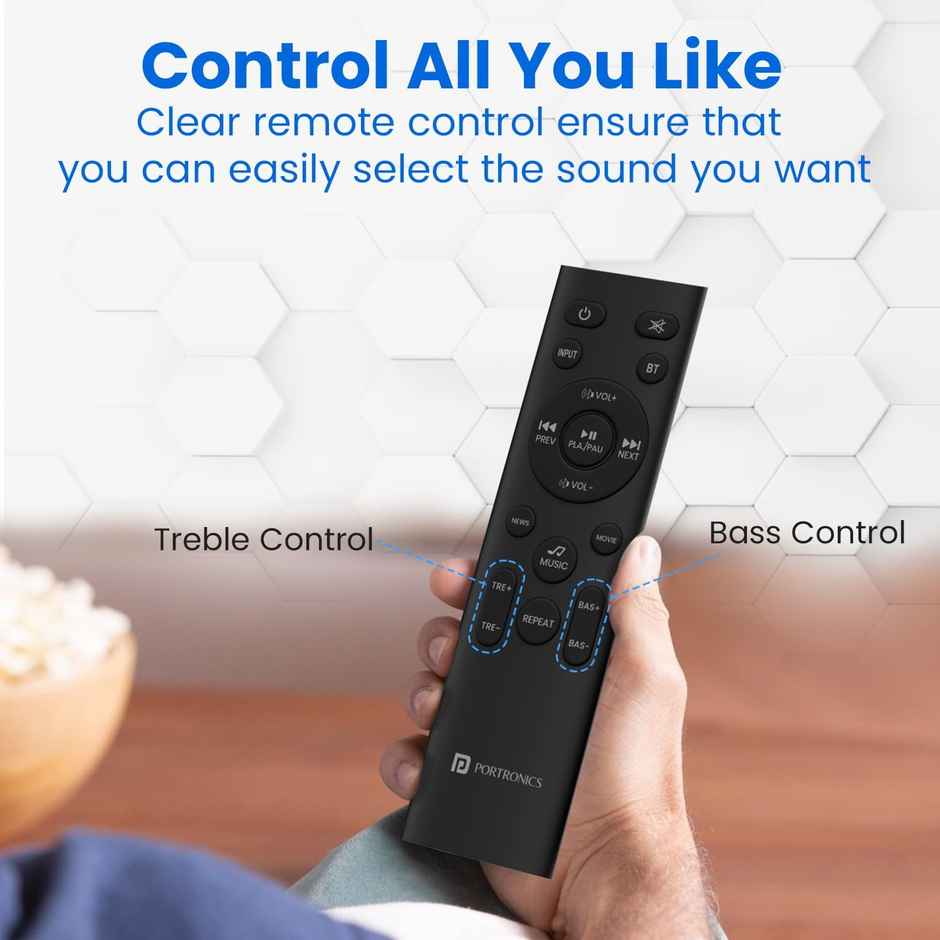 Portronics Pure Sound 106 | 120W Bluetooth Soundbar With Wired Subwoofer For Deep Bass (Black)