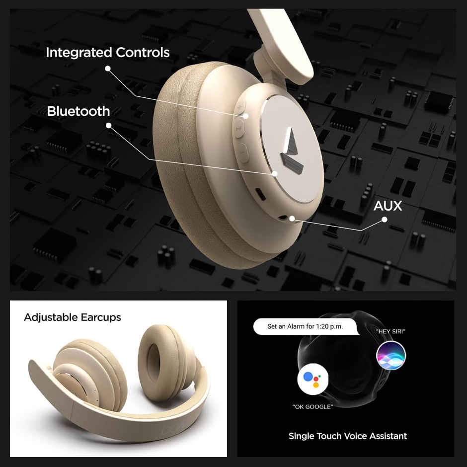 boAt Rockerz 450R On Ear Bt Headphones With 15H Playback 40Mm Drivers Padded Ear - Hazel Beige