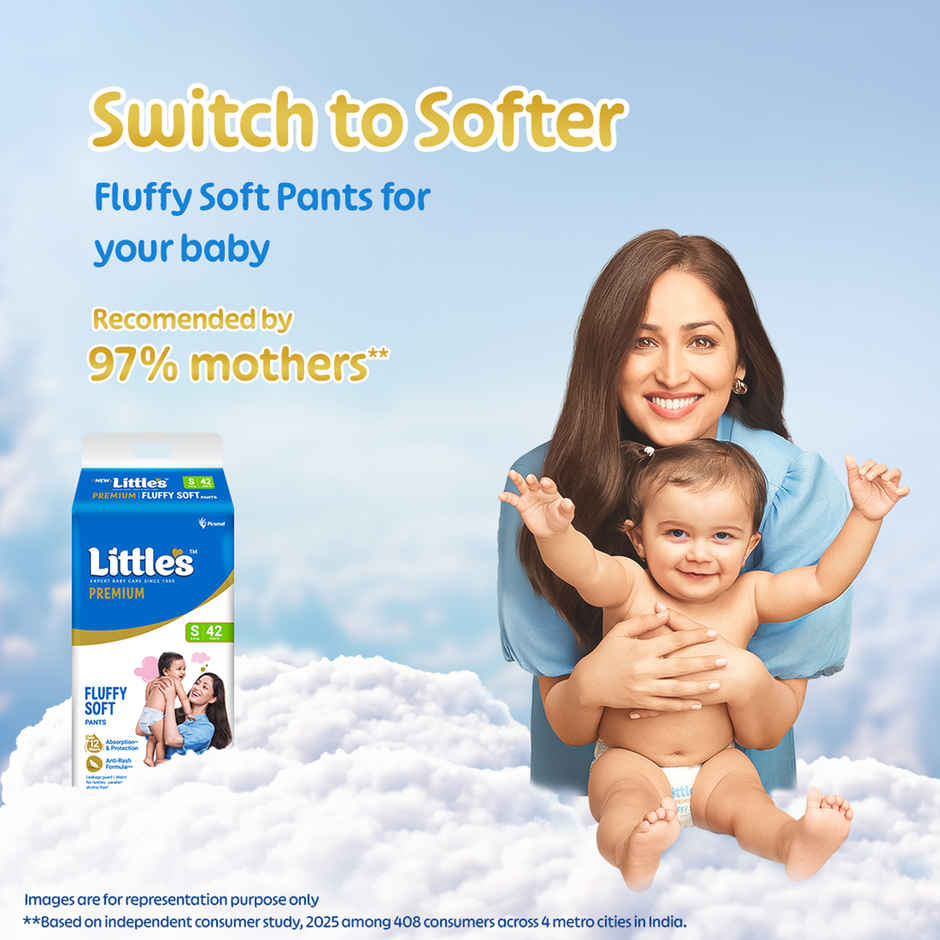 Little's Fluffy Soft Premium Baby Pant Style Diaper | S | Leakage Free | 42 pcs