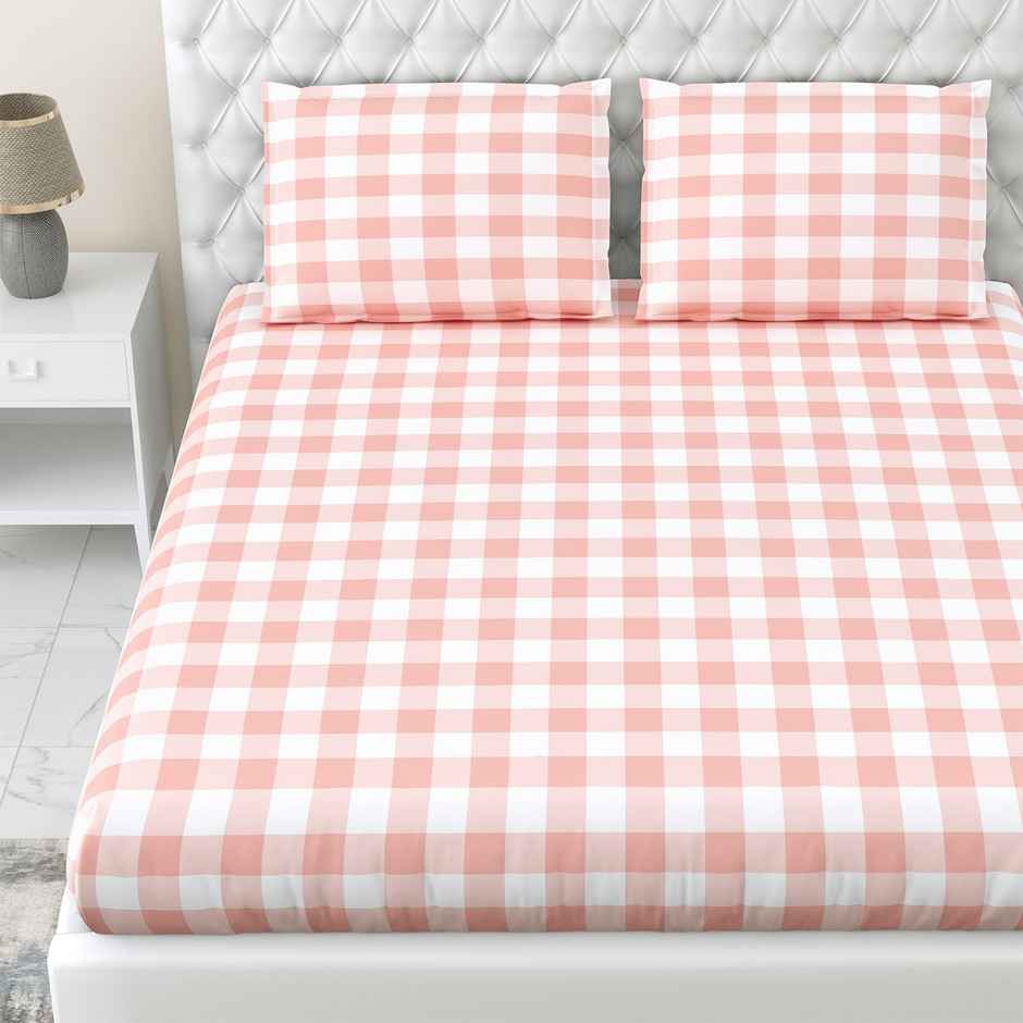 Haus & Kinder 100% Cotton King Fitted Bedsheet - Cottage Core Blush