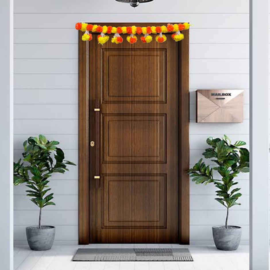 Traditional Marigold Flower Design Toran For Door | Yellow & Orange | One Size | DiaCraft