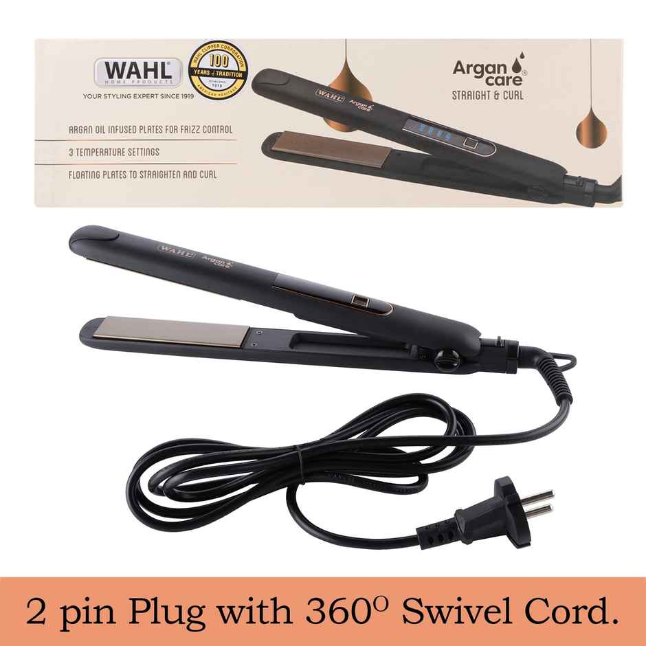 Argan Care Hair Straightener | Argan Oil Infused | 3 Temperature Settings | Black