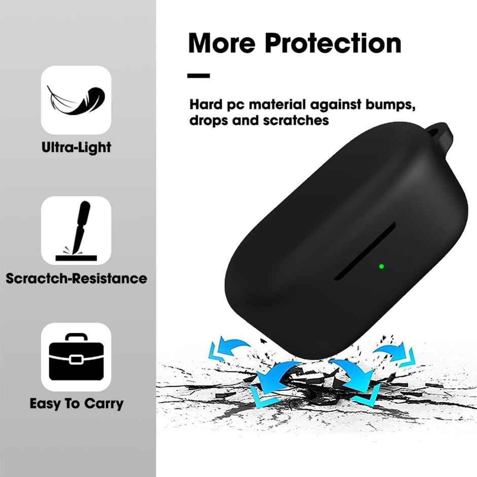 Sounce Earphone Case Cover for OnePlus Nord Buds 2 | Silicone Shock-Absorbing | Black