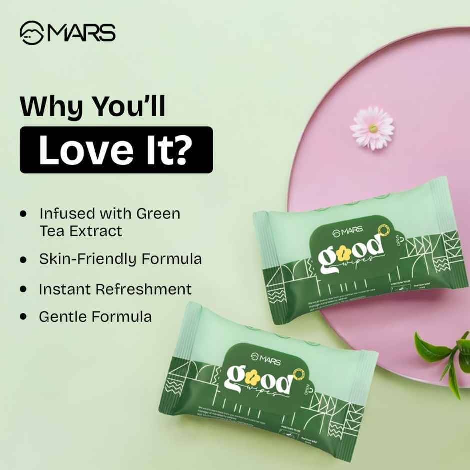 MARS Cosmetics Good pH Balance Refreshing Wipes | 10 Wipes | Green