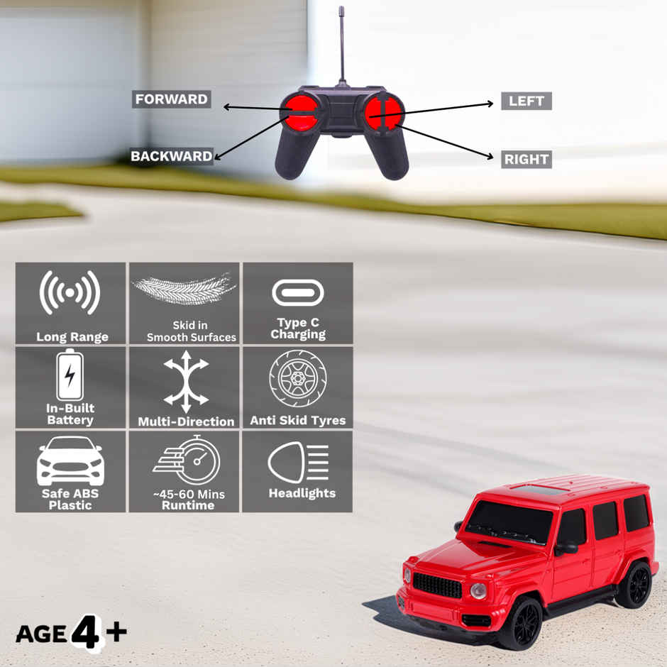 Race N Roll Hi Speed Rechargeable Remote Control Car 1:24 - G Wag Red