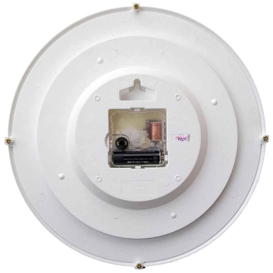 Ajanta Plastic Abstract Wall Clock (28 cm x 28 cm x 3.5 cm White) - Analog