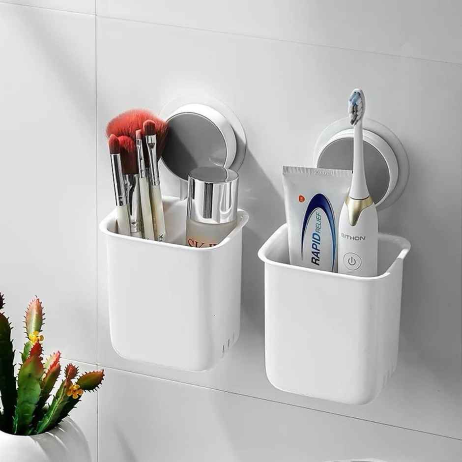 Perpetual Wall-Mounted Toothbrush Holder, 4 Pcs Self-Adhesive for Bathroom & Makeup Brushes