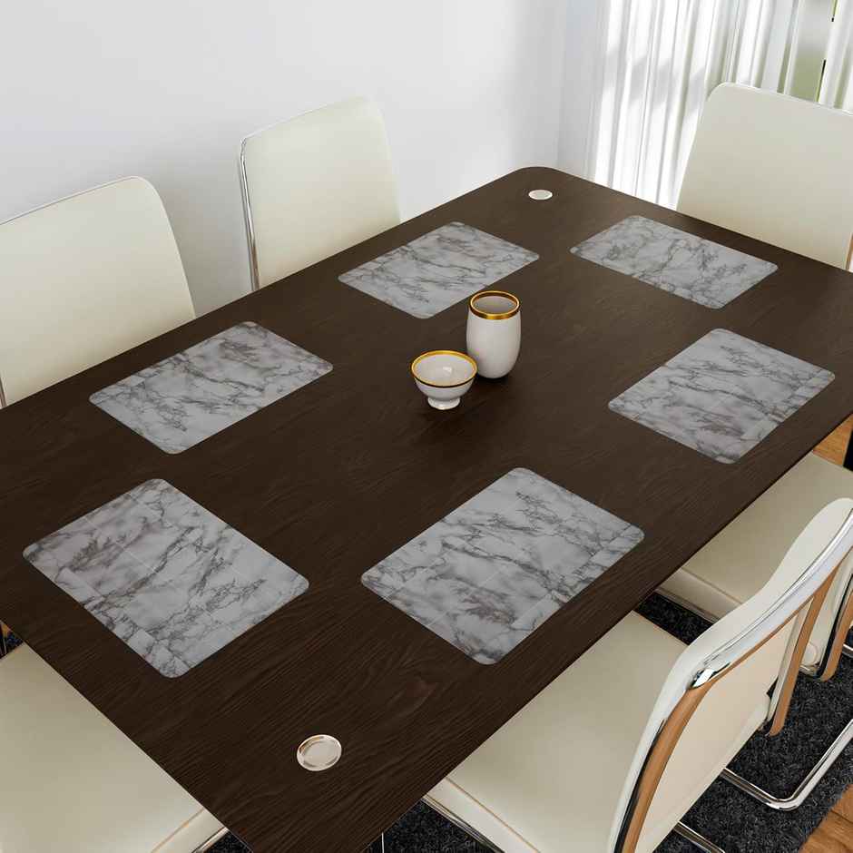Kuber Industries Marble Table Placemat for Dining Room | 6 pcs | Gray