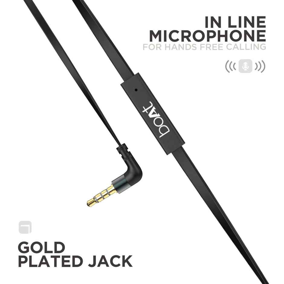 boAt Bassheads 180 in ear Earphones w/ Super Extra Bass, One Button Mic & Tangle Free Cable (Black)