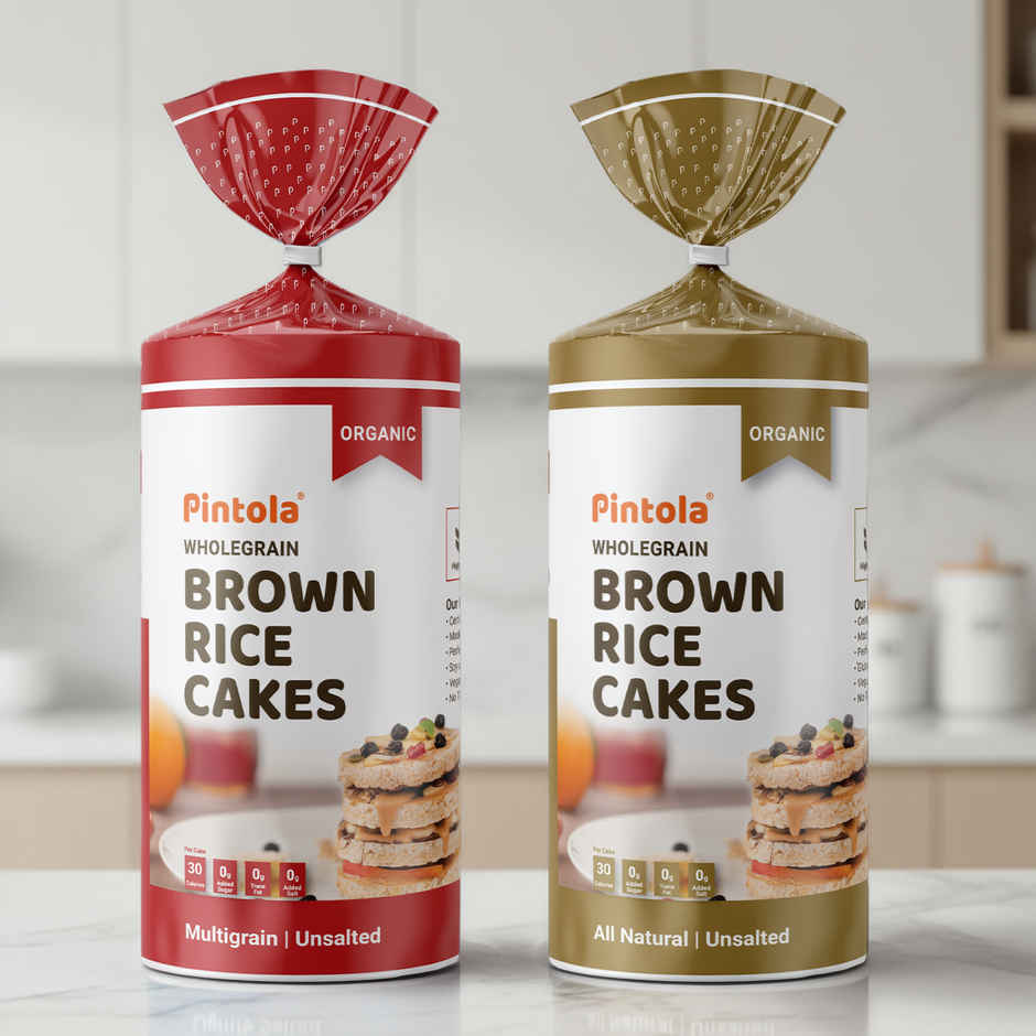 Pintola Organic Wholegrain Brown Rice Cakes Combo Pack | All Natural | Multigrain And Unsalted