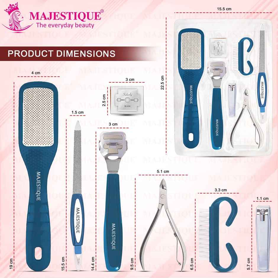 Majestique Professional Manicure and Pedicure Tools Kit - 7 Piece Set | Multicolor