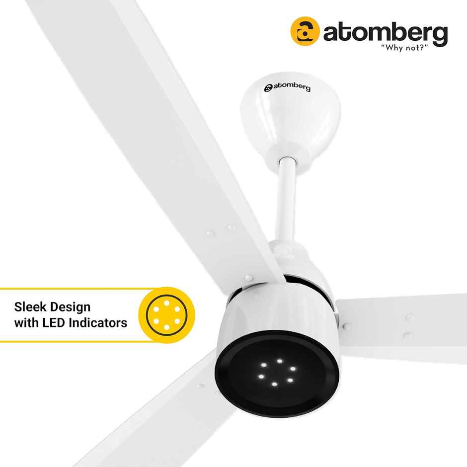 Atomberg Renesa Enzel BLDC Ceiling Fan, 1200mm, Remote Control & LED Indicators, Gloss White