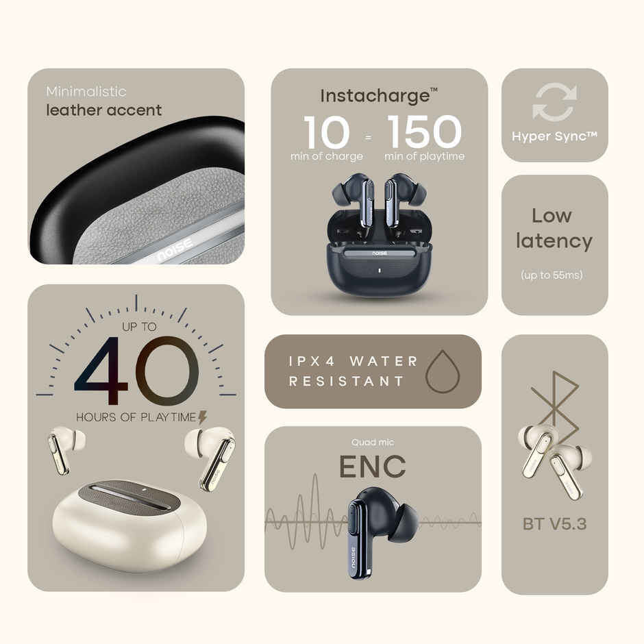 Noise Buds Uno 40H Playtime 4 Mic ENC 13mm Driver HyperSync TWS Earbuds | Navy Grain