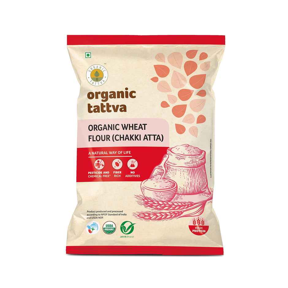 Organic Tattva Whole Wheat Flour | Chakki Atta | 0% Maida