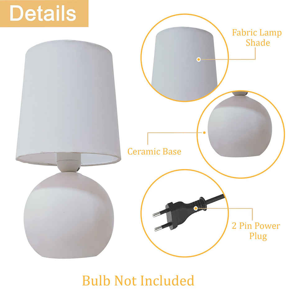 HOMESAKE Classic Ceramic Bedside Table Lamp | Farmhouse Nightstand Lamp | White