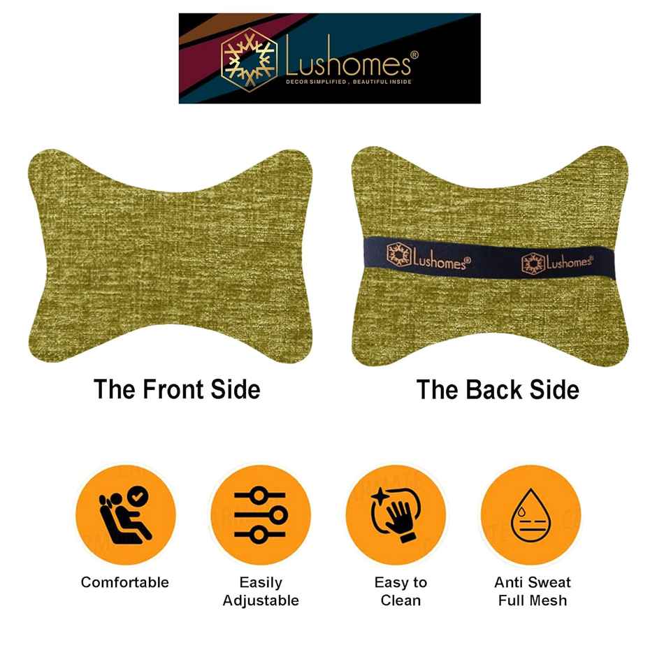 Lushomes Car Seat Neck Rest Pillow - Green | Cushion for All Cars | 17 x 27 cm