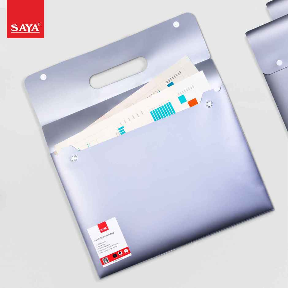 Saya Clear Document Bag | Waterproof File Organizer with Twin Button Closure & Card Pocket