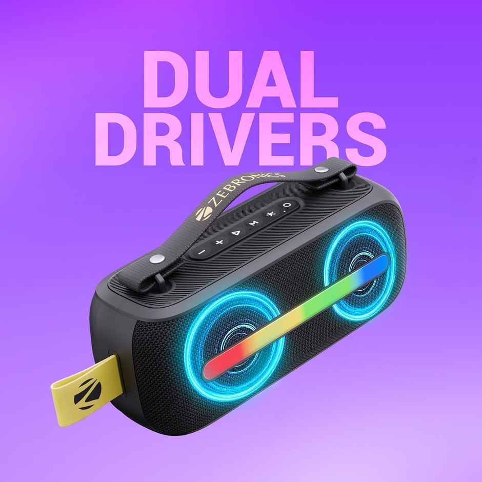 Zebronics Sound Feast 80, Portable Bluetooth Speaker, 20 Watts, Upto 14h Backup, Bluetooth