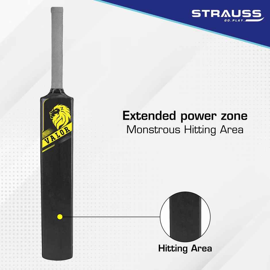 Strauss Valor Plastic Cricket Bat, Size 8, (Black & Yellow)