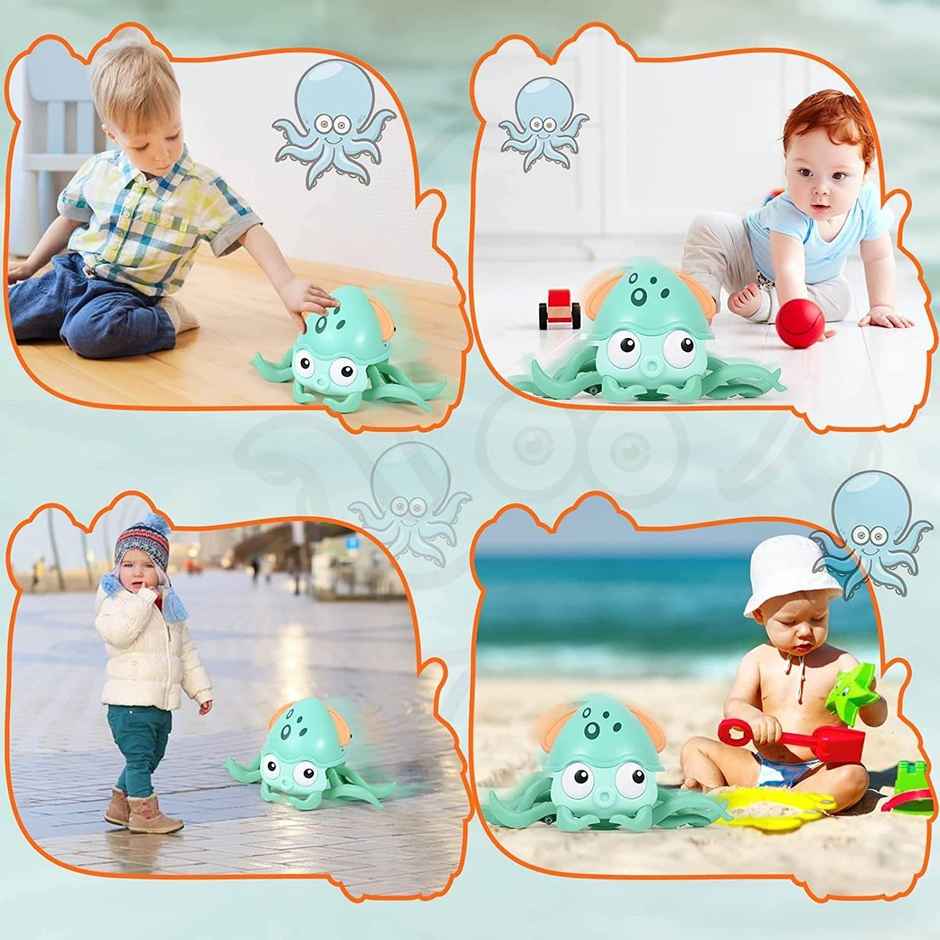 Kidology Crawling Octopus Baby Toy for Kids | Musical Toy Gift for 1-Year-Old Babies - Blue