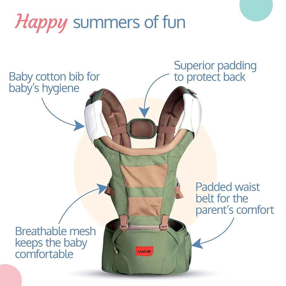 LuvLap Royal Hip Seat Baby Carrier, 4 Carry Positions, Adjustable, for 6 to 24 Months, Upto 15 Kgs