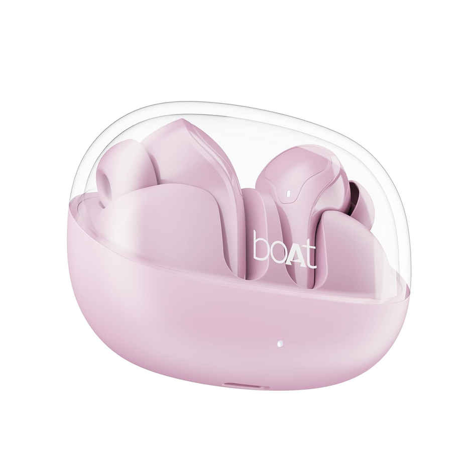 boAt Airdopes 311 Pro in Ear TWS Earbuds with mic, ANC, 50H Battery, Fast Charge, Dual Mics ENx Tech, Transparent LID, Low Latency, IPX4, IWP Tech, BT v5.3 - Lavender Rush Pink