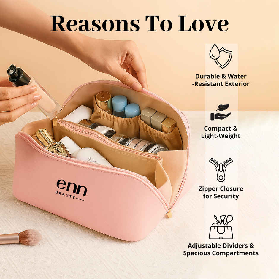ENN Beauty Travel Tote | Multifunctional Organizer Makeup Bag with Free Lipstick
