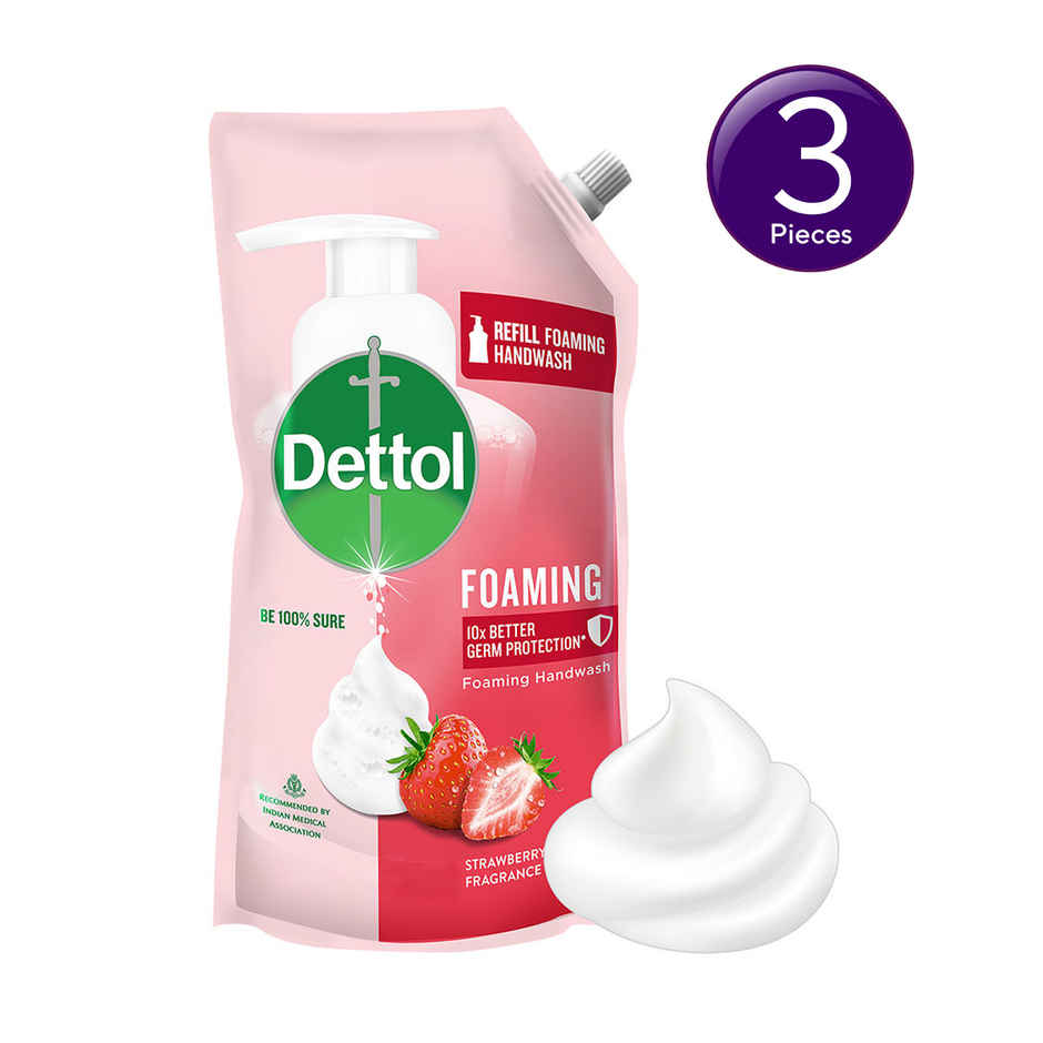 Dettol Strawberry Foaming Hand Wash Refill For Foaming Handwash Pumps Combo 