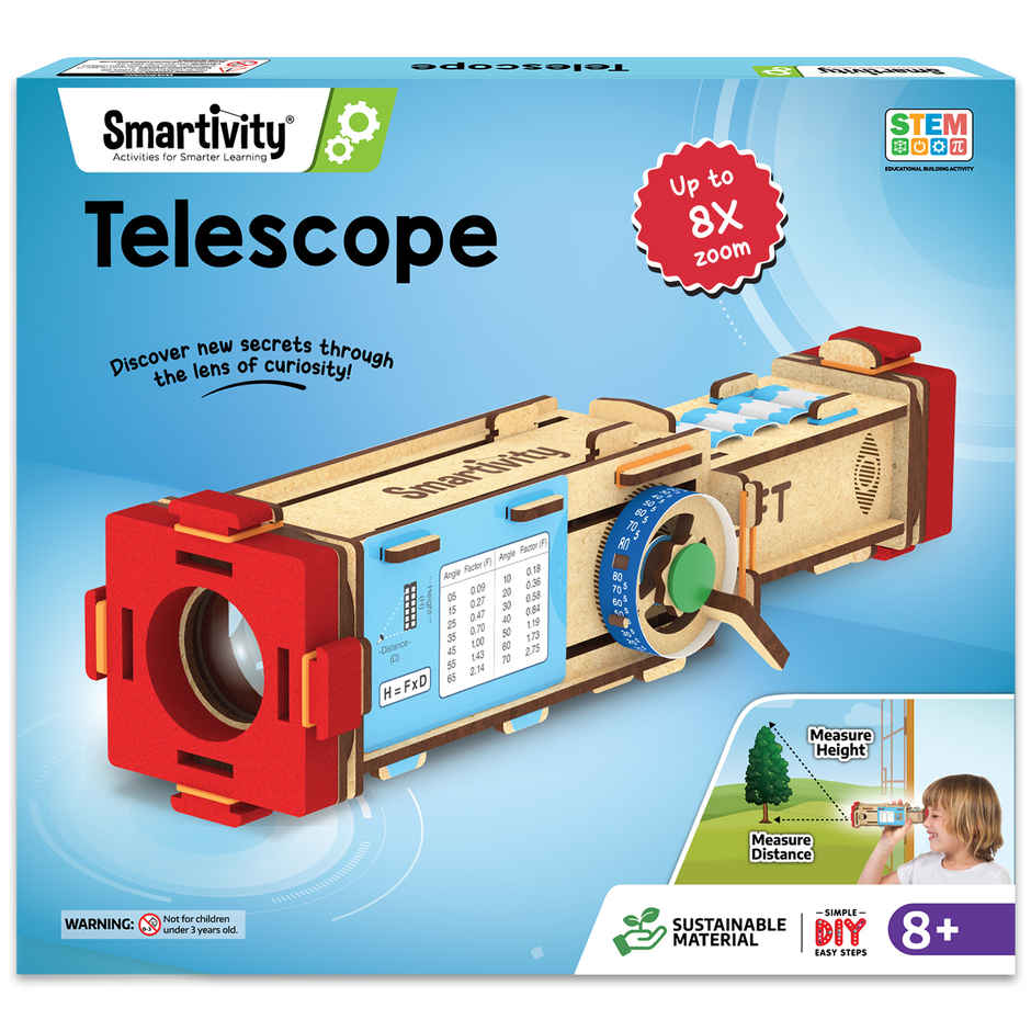Smartivity Telescope 8X Zoom, Fun Exploration for 6 to 12-Year-Old Kids, Learning DIY Activity Kit