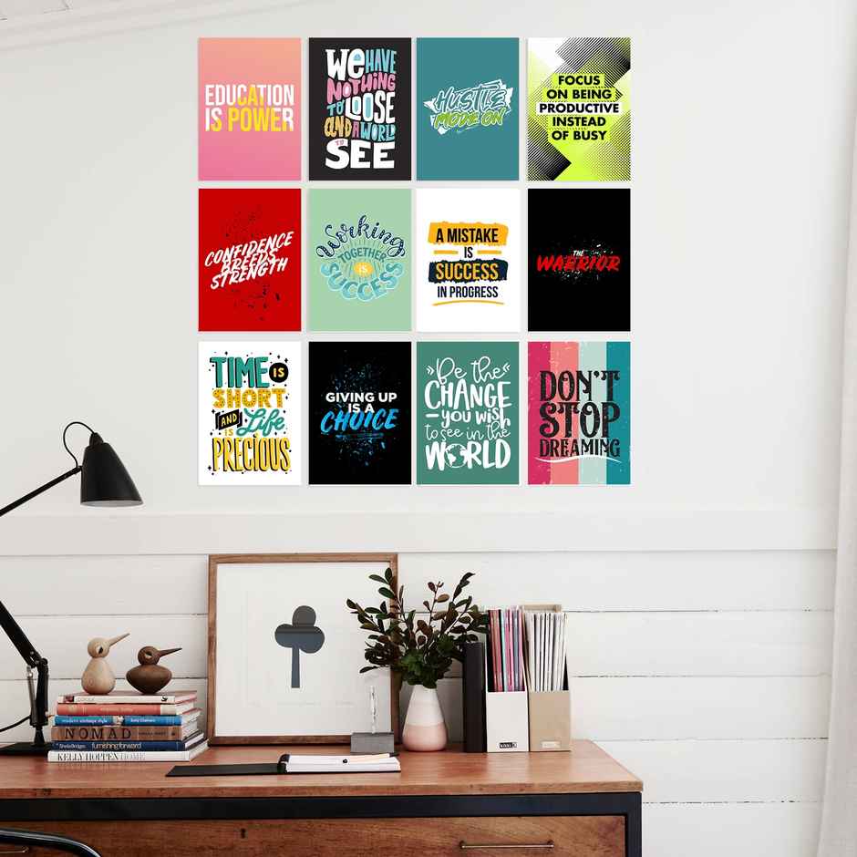 Paper Plane Design Motivational Wall Posters | Set of 12 | (29 cm x 21 cm) D5