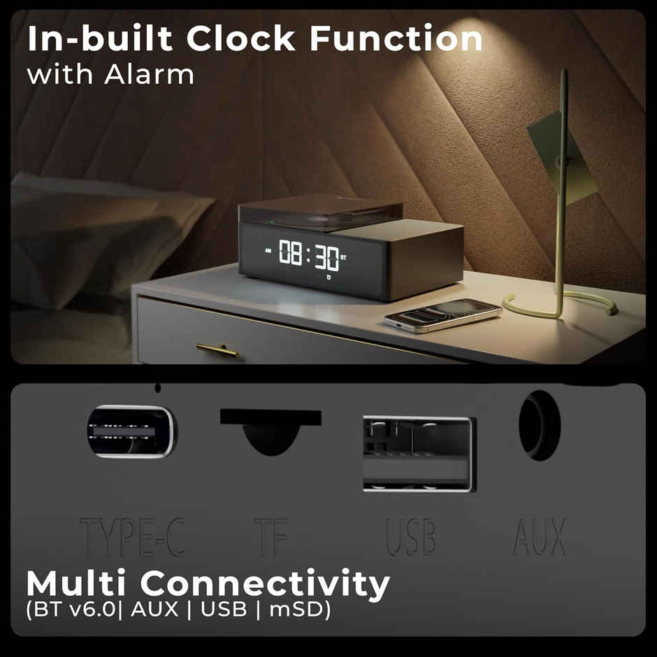 Zebronics Echospin 10W Bt 6.0 Speaker, Dual Drivers, 9 Hr Backup, Retro Design, Tws, Clock, Alarm