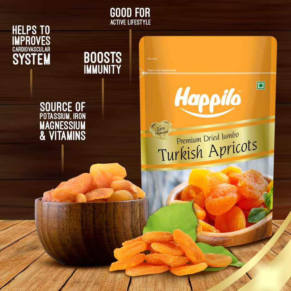 Happilo Premium Dried Jumbo Apricots|Dried Khumani Jardalu|Dry Fruits