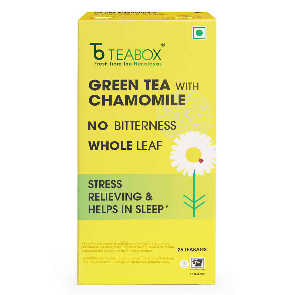 Teabox Chamomile Green Tea | Fresh And Floral Calm Tea Bags | Relaxed Sleep In Every Sip