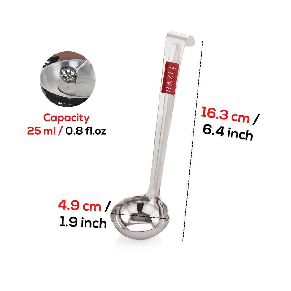Hazel Stainless Steel Ghee Tipri Spoon, Pali Ladle For Ghee Oil, Medium Size