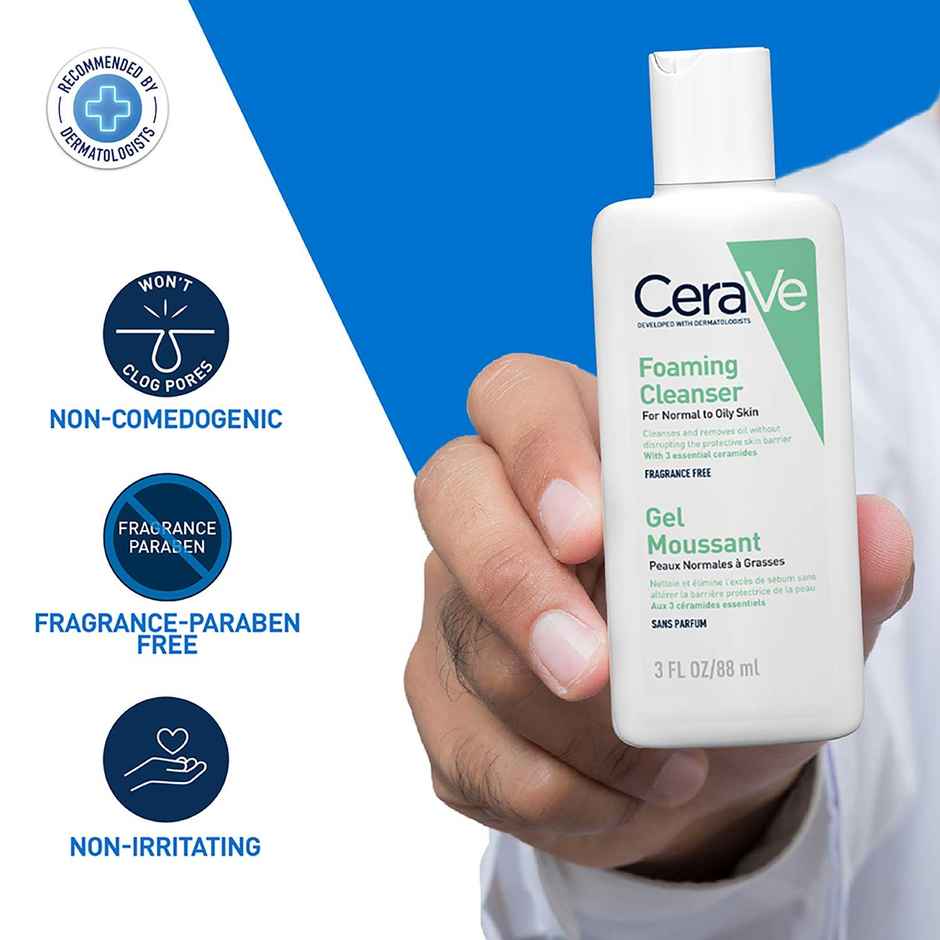 CeraVe Foaming Cleanser Face Wash For Oily Skin With Hyaluronic Acid, Ceramides & Niacinamide