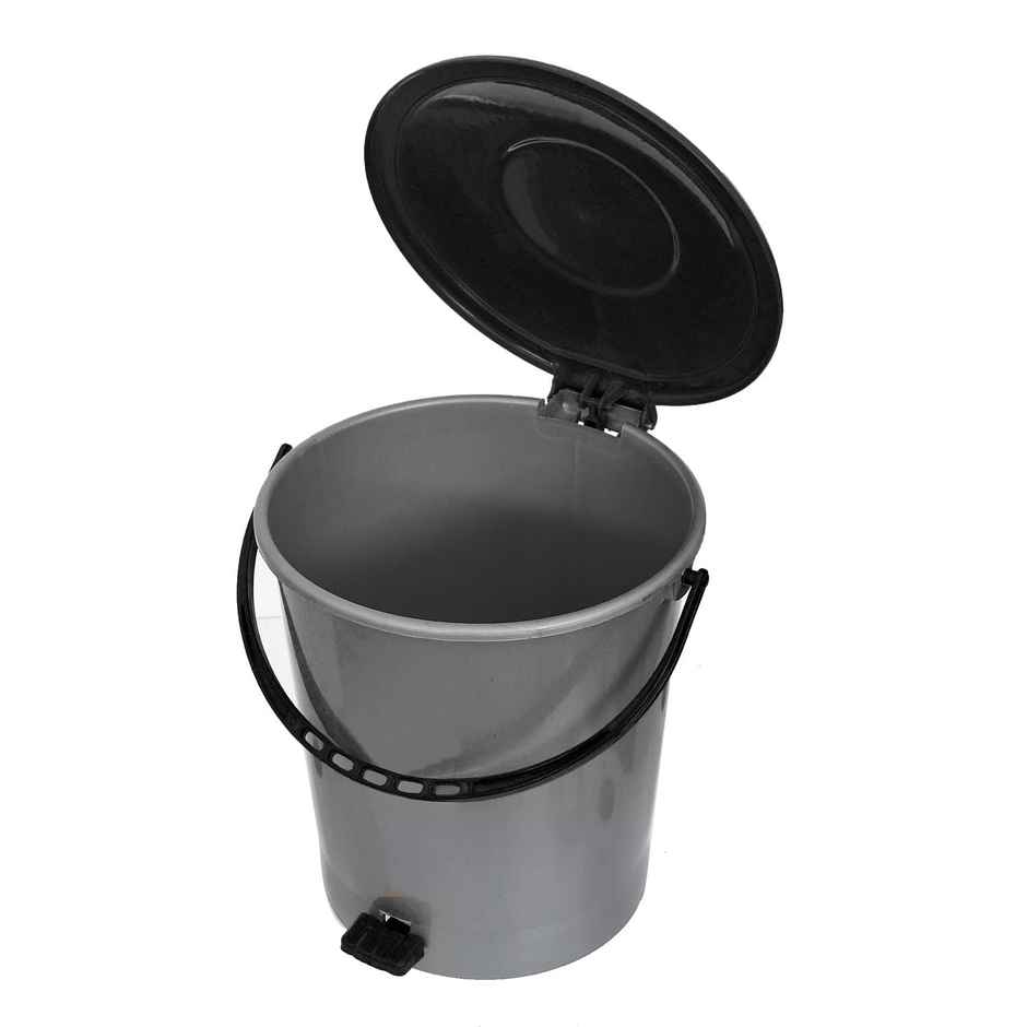 Kuber Industries Plastic 5 L Pedal Dustbin with Handle|Office | Kitchen | Bathroom | Grey & Black